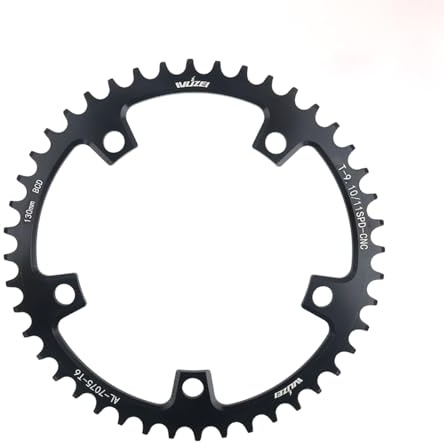 KTKEET Corona 110/130 BCD 36/38/40/42/44/46/48/50/52/54/56/58/60T 5 viti corona rotonda stretta larga per bici da strada a 9/10/11 velocità bicicletta pieghevole (130BCD 38T)