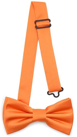 Ladeheid Nœud papillon pour enfants garçons - Pré-noué, bande réglable, design mat, idéal pour mariage, anniversaire, rentrée scolaire - Résistant et élégant BKM (10cm x 5cm, Orange)