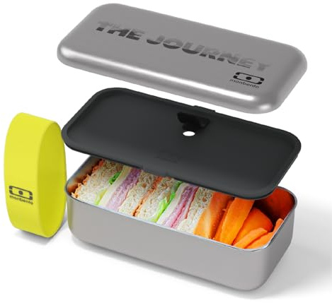 monbento - Bento Box aus Edelstahl MB Sense The Journey - Lebensmittelbehälter mit luftdichtem Deckel - Modern, 17 x 10 x 7,2 cm - Ideal für Outdoor-Aktivitäten, Büro