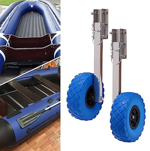 Schlauchboot Anhänger Edelstahl Schiebe Räder Zusammenklappbare Transport Räder Schlauchboot Kit Ruderboot Hinterräder Stapeln Räder Blaue Farbe