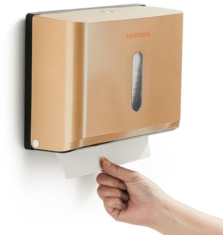 Modundry Dispensador de Toallas, Dispensador Papel Secamanos Montado en Pared, Dispensador de Toallas de Mano Plegado Comercial, Admite 200 Toallas -Oro