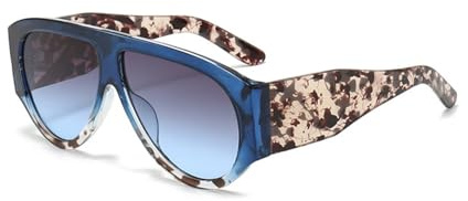 OSAGAMA Gafas de sol vintage de gran tamaño estilo piloto, gafas de sol ovaladas de gran tamaño para hombre y mujer, negras, Large