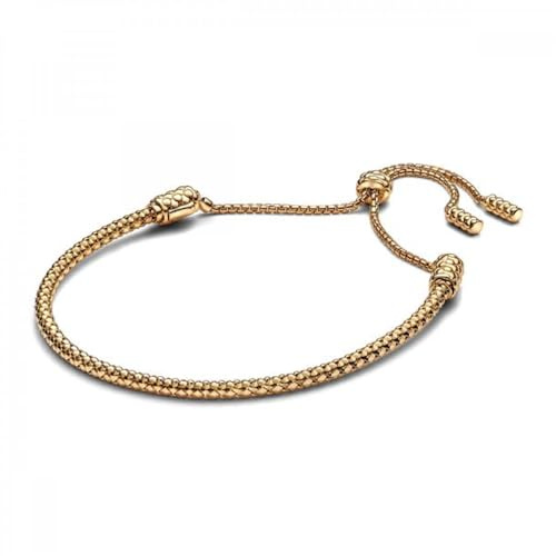 PANDORA Moments Schiebeverschluss-Nietenarmband aus Sterling Silber mit vergoldeter Metalllegierung, Kompatibel Moments Charms, Größe: 28 cm, 563090C00-2