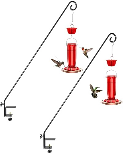 iBorn Gancio per mangiatoia per uccelli da appendere all'aperto, gancio per mangiatoia per colibrì per ringhiera, gancio da pastore a prova di scoiattolo, girevole per ricarica, filo solido in ferro