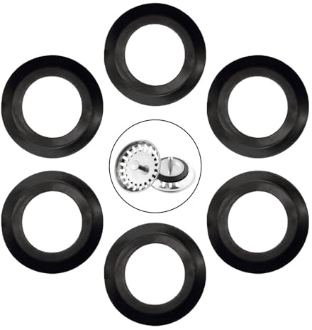 6 PCS Joint D'Évier de Cuisine,Joint en élastomère pour paniers filtrants, Ø extérieur 54 mm, Ø intérieur 32 mm, Accessoires D'Évier,Joint de Remplacement pour Filtre D'Évier de Cuisine(Noir)