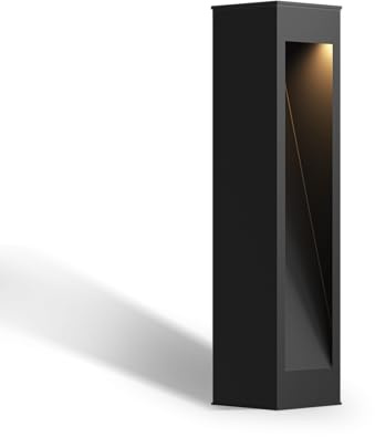 CALEX Terni Borne Solaire Extérieure, Borne Lumineuse de 60 cm, Éclairage pour Patio, Jardin ou Terrasse, Noir