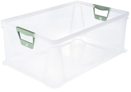 keeeper Luis Caja Euro con asas suaves, 45 L, Hasta 40 kg de carga, Caja de almacenaje, Natural (transparente)