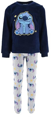 Disney Stitch Pigiama Donna, 2 Pezzi Maglietta e Pantaloni Lunghi Pigiama in Morbido Pile e Cotone, Regalo per Donne, Bambina e Adolescenti (IT, Testo, S, Regular, Regular, Blu)
