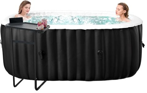 Obqer Hot Tub Gonfiabile per 2 persone, 2400 W In/Outdoor SPA, piscina invernale, con 100 ugelli d'aria, antigelo, 550 litri, a prova di perdite, a risparmio energetico, gonfiaggio auto, Bubble Spa