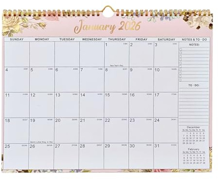 2026 Väggkalender, förbättrad läsbarhet, 37 x 30 x 0,4 cm, årlig planeringskalender, månatlig väggorganisatör, bred layoutvy, för hem, skola, kontor