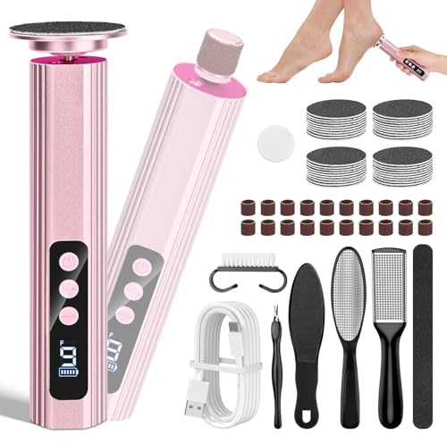 Wolady Pedicure Elettrico Professionale 2 in 1,13000 RPM Potenza Elevata per Rimuovere Calli e Duroni,9 Velocità Regolabili, rimuovi calli piedi elettrico per Donne e Uso Domestico (Rosa)