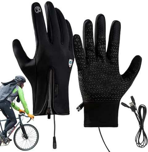 Bkljkf Manoplas de esquí Impermeables, Manoplas de esquí cálidas y calentadas | Guantes de con calefacción y Carga USB | a Prueba de Viento para Hombres y Mujeres, Calentador de Manos