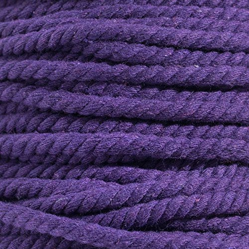 Super Soft 3 Strand Twisted Cotton Rope (Purple, 1/4 Inch x 10 Feet)