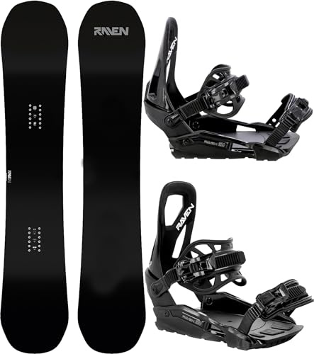 RAVEN Set da Snowboard Snowboard Pure Black + Bindung s230 Black (Snowboard 163 cm Wide + Bindung M/L, s230 Black)