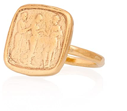 Münzring, Antiker römischer Münzring, Signet-Münzring. 24K vergoldeter antiker griechischer Silberring. Münzring aus 925er Sterlingsilber.