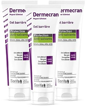 SORIFA - Set med 3 - barriärgel - anti-lösningsmedelsskydd - lösningsmedel, hartser, lim, lack - händer, ansikte, kropp - hög toleransformel - parfymfri - tub 125 ml.