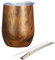 Yerba Mate Cup, Yerba Mate,Double-Wall Yerba Tea Set, Yerba Cup, with Straw Spoon and Cleaning Brush, for Yerba Mate Drink, Coffee, Milk and Juice, Wood Grain Color,12oz(Egg Shape)