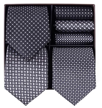 BRERA 67-3 Pezzi Cravatta Uomo elegante + 3 Pezzi fazzoletto da taschino uomo, Set uomo con confezione regalo, Cravatte e Pochette Classiche