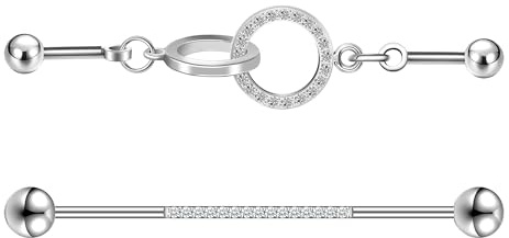 AoedeJ 16G Piercing Industriel Chaîne Helix Piercing Chaîne Industriel Bar Piercing Industriel Bijoux pour Femme, Acier inoxydable