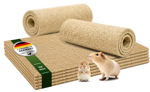 ProFlora® Alfombra para roedores de cáñamo 100 % - Esterillas de cáñamo biodegradables para roedores como conejos, cobayas y hámsters (100 x 50 cm, 5 mm de grosor, 5 unidades)