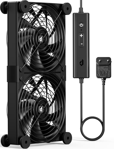 upHere Ventilateur PC 120mm Ultra Silencieux, 220V AC 12V Double Roller Ball avec Contrôleur de Vitesse, Cinq Réglable pour TV Box, U3DC2 (2 Pièces)