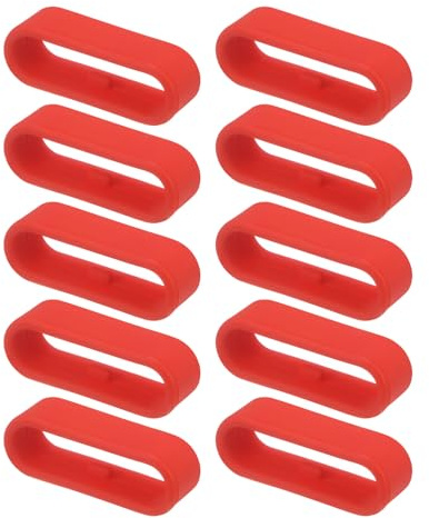 QUARKZMAN 10 Piezas Bucles de Correa de Reloj de Silicona 22mm Rojo | Anillos de Sujeción de Repuesto