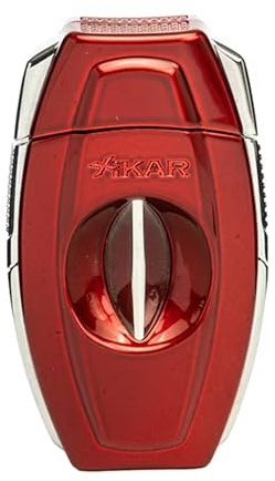 XIKAR Flip Dual Cigarrskärare – mångsidig 64-ringmätare, V-snitt och rakt snitt, premium blad av rostfritt stål, fjäderbelastad upplåsning, integrerad cigarrhylla, strukturerat handtag,