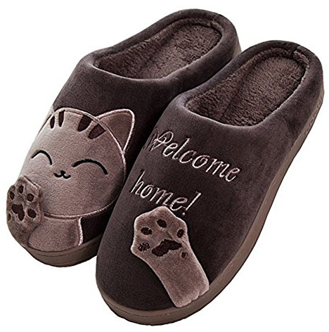 Cliont Zapatillas de Gato Lindo Zapatillas de Invierno de Interior Zapatos Antideslizantes Mujeres y Hombres