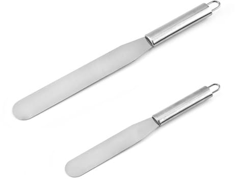 JCUGSBS Espátula para repostería, espátula de paleta de acero inoxidable, decorativa para glaseado de tartas, magdalenas y pasteles, juego de 2