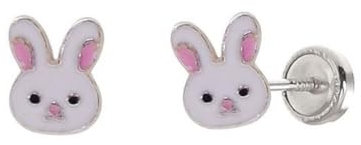 MINOPLATA Hasen-Ohrringe aus 925er-Sterlingsilber mit Schraubverschluss für Mädchen, Pequeños, Sterling Silber, Kein Edelstein