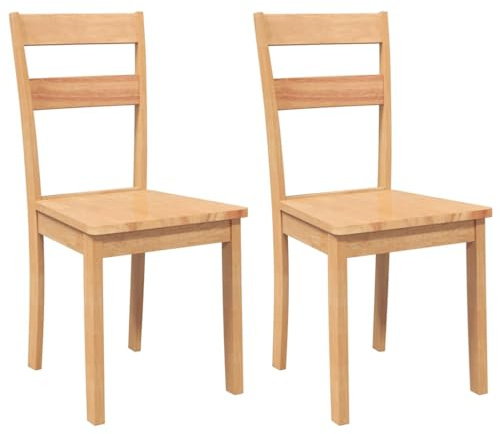 vidaXL Sedie da Pranzo 2 pz Naturale in Legno Massello di Hevea, sedia da pranzo, sedia da cucina, sedile da pranzo, sedia, sedia da soggiorno