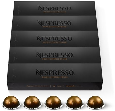 Nespresso Vertuo - Assortiment Chiaro Double Espresso - 50 Capsules Café | Compatible avec les machines Nespresso Vertuo-Capsules café pour préparation automatique-Format 80 ml-Savoureux avec lait