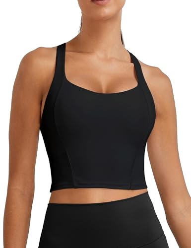BMJL Womens Workout Tank Tops with Built in Bra Athletic Sports Crisscross Back Summer Going Out Clothing 2025(L,Black)