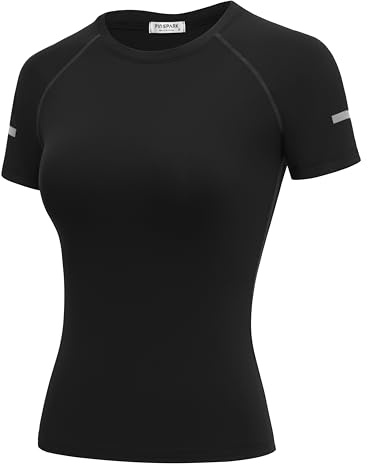 PINSPARK T-Shirt de Sport pour Femme, t-Shirt Fonctionnel à Manches Courtes, léger et Respirant, pour Le Yoga, Le Fitness, col Rond, pour la Course à Pied