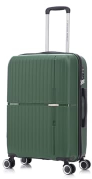 Medium Suitcase Unbreakable Hard Shell on 4 Dual Spinner Wheels Super Lightweight Hold Check in with Built-in TSA Lock | Green
