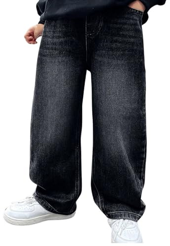 Sonnena Jean Baggy Ado Garçon Large Cargo Pantalon Streetwear Jeans Regular Elastique Taille Noir Travail Chic Coupe Droite Straight Pantalons Printemps Automne Jogging Enfant