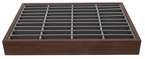 NUOBESTY Velvet Bangle Display Tray: 40 Slot Showcase Velvet Organizer for Bangles Bracelets - Wooden Jewelry Display Tray Holder for Vendors 13.76X9.43X1.77in