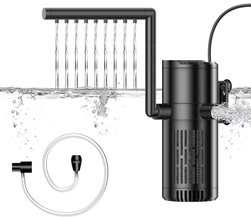 Filtro Interior Acuario, 8W Filtro Pecera Interno Ajustable, 500 L/H Filtro Acuario Bomba Adecuado para Acuarios de Hasta 120L