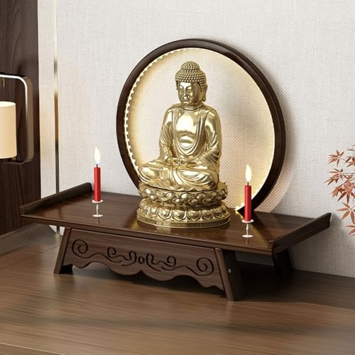 LHXLSH Fristående altarbord, buddhistiskt tempelaltare, små relaxbord, perfekt för vardagsrum och arbetsrum, litet altarbord (brun, 50 x 23 cm/19,7 x 9,1 tum)