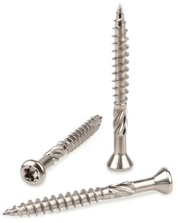 NOLDAR | Terrassskruvar TORX Försänkt huvud | Rostfritt stål A2 (AISI 304) | Yttre träskruvar | 200 stycken (5 x 60 mm)