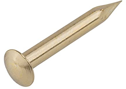 Bright Brass Escutcheon Pins - 1/2 Long - Pack of 100 - Small Round Head Nails - Decorative Nails for Wood - EP3-B
