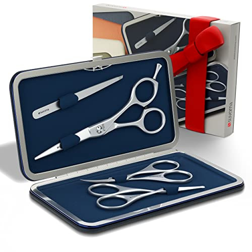 Suvorna Kit per tagliare barba e baffi con forbici da barba, forbici per baffi, forbici per peli del viso, forbici per la toelettatura, forbici per orecchie, forbici per naso, forbici per sopracciglia