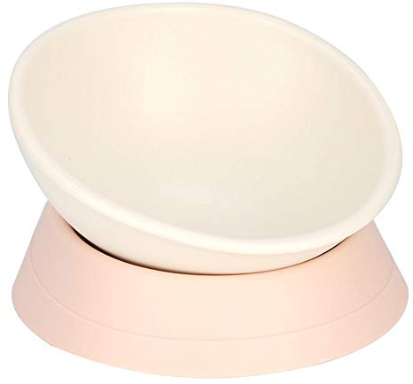 Schräge Hundenapf rutschfeste, geneigte Hundenäpfe mit weitem Mund, Hundefutter, Katzenfutter, Wasserschale, Haustier, steriles Geschirr, geneigte Hundenapf mit abnehmbarem Ständer für Hund(Weiß)