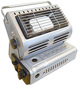 Chauffage à gaz mobile 1300W T-Trade Double Alimentation Cartouche gaz 227g ou Bouteille butane 13kg Poignée de transport