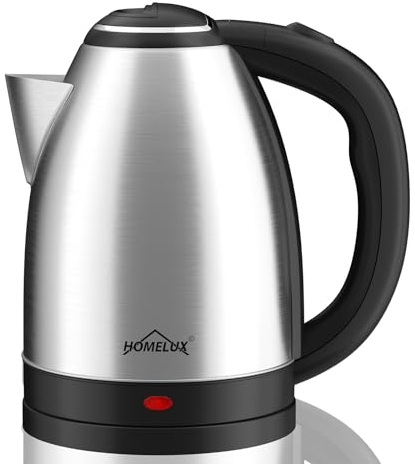 HOMELUX Wasserkocher Edelstahl 1.8l, 1500w Electric Kettle Mit Filter, Kabellos Wasserkessel, Kessel Bpa-Frei, Abschaltautomatik, Ideal FüR Tee, Kaffee, Babynahrung, Silber