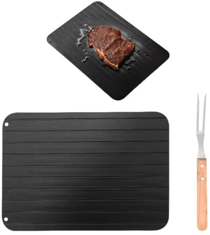 Vassoio Scongelatore Rapido Con Forchetta per Carne - Piastra per Scongelare Alimenti Surgelati, Pesce e Carne