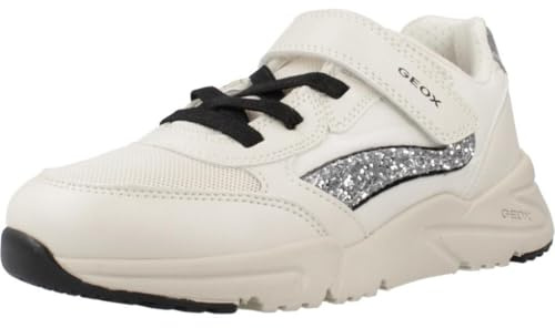 Geox J Loftus Girl A - Scarpe da Ginnastica Bambina, Lt Ivory/Silver,
