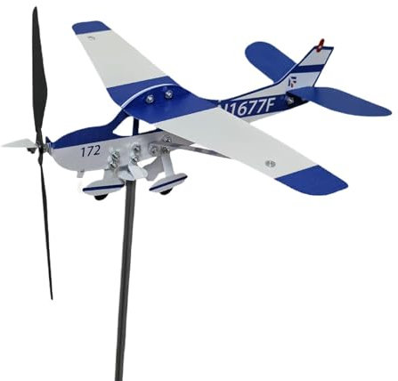 Girouettes météorologiques en forme d'avion, girouette en métal robuste, indicateurs de direction du vent multifonctionnels décoratifs, girouettes météorologiques, support de toit pour jardin, cour et