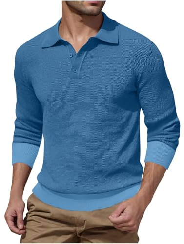 Mens Jumper UK Sale Clearance Plain Mock Neck Jumper with Collar V Neck Knitted Sweatshirts Regular Fit Button Up Henley Shirt Pullover Sweat Tops Long Sleeve Winter Sweaters Size 8-18