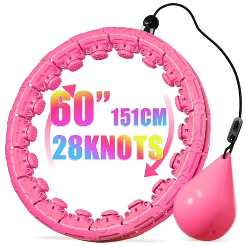 Weighted Hula Infinity Fitness Hoop for Adult Weight Loss, 2 in 1 Smart Fitness Workout Hula Circle Hoops with 28 Detachable Knots, Exercise Fit Hoop Suitable for Women and Beginners